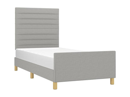 Light grey bed frame without mattress, 80x200 cm, fabric