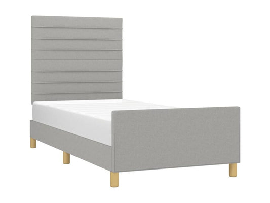 Light grey bed frame without mattress, 80x200 cm, fabric