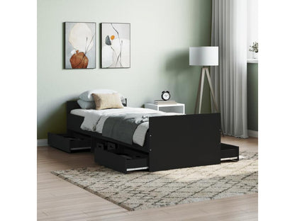 Black bed frame with headboard/footboard 75x190 cm