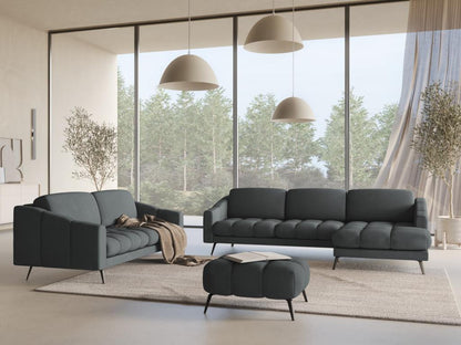 Right-hand corner sofa in chenille fabric - graphite - Doucezen