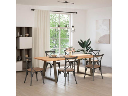 Rectangular light brown solid oak wood dining table