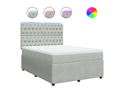 Homzora bed base and mattress, light grey, 140x200cm, velvet