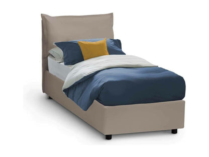 Doucezen Single Bed with Storage Bed in Eco-Leather Upholstery, Made in Italy, Front Opening, Includes 90x200 cm Mattress