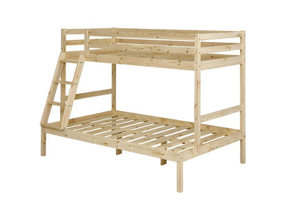 Homzora Bunk Bed Set with 2 Mattresses 140x190 cm Solid Wood Natural Wood