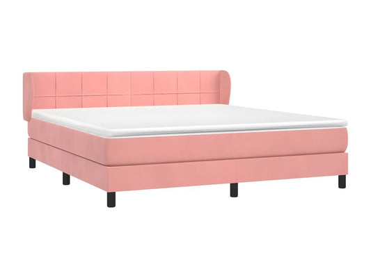 Upholstered bed base with mattress, pink, 160x200 cm, velvet