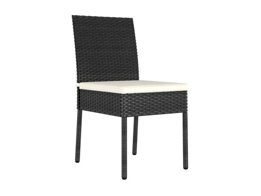 2-Piece Garden Dining Chairs, Black Wicker Resin