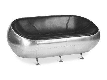 2-Seater Sofa - Aviator Design - Leather - Black Aviator