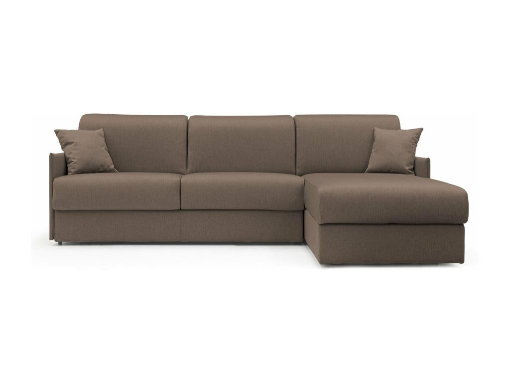 Homzora Convertible Corner Sofa in Waterproof Fabric T02 272 cm Right-Hand Facing Matte Finish - 160x197 cm Brown