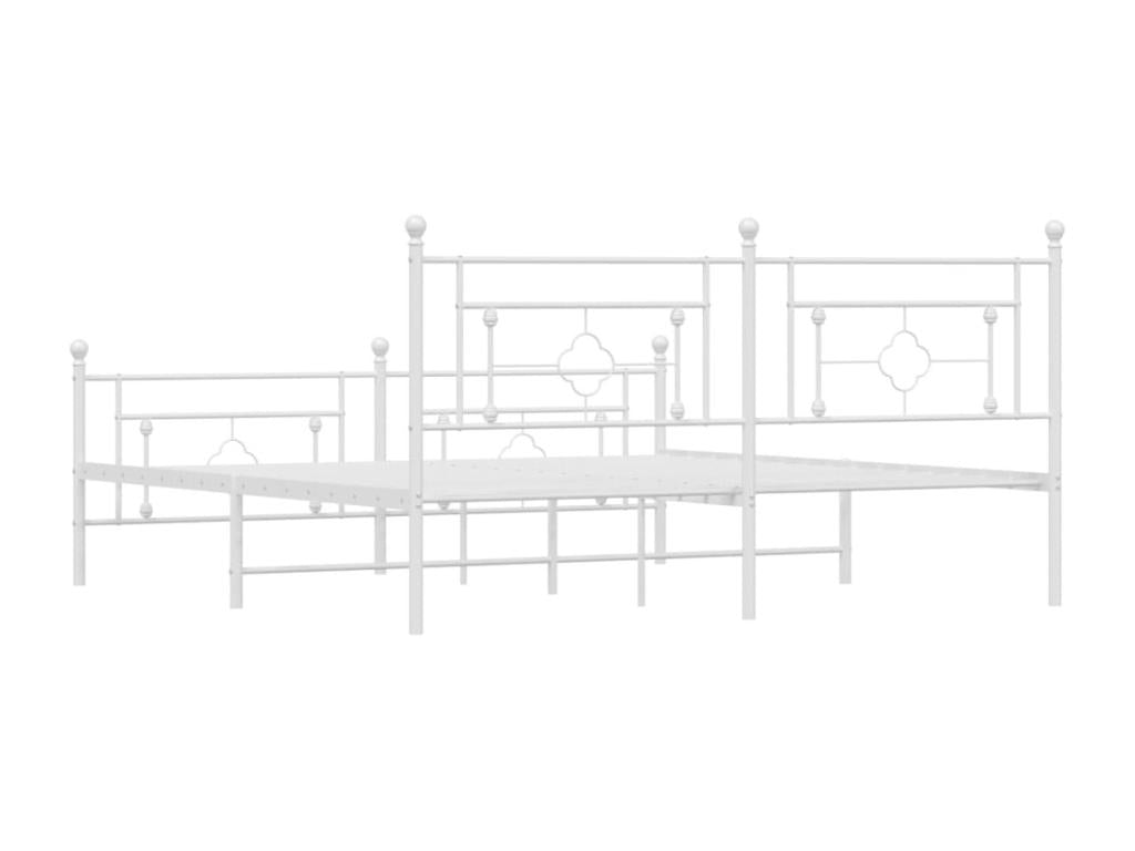 Metal bed frame without mattress and white bed legs, 180x200 cm