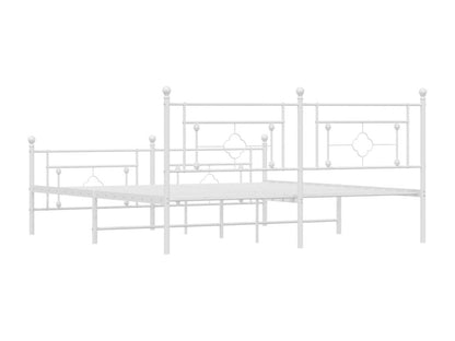 Metal bed frame without mattress and white bed legs, 180x200 cm