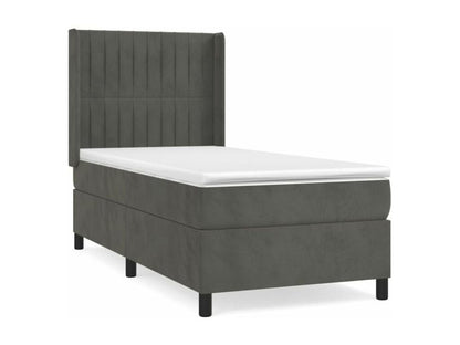 Homzora bed base and mattress, Dark Grey 90x200 Velvet