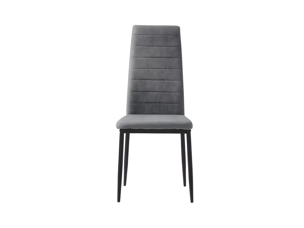 Set of 6 Contemporary Chairs - Structured in Heather Grey Fabric and Black Metal