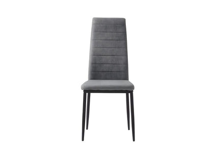 Set of 6 Contemporary Chairs - Structured in Heather Grey Fabric and Black Metal