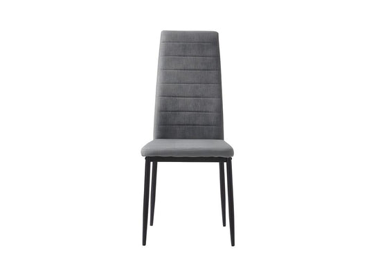 Set of 6 Contemporary Chairs - Structured in Heather Grey Fabric and Black Metal