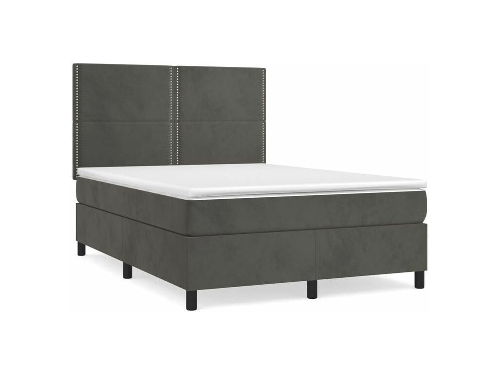 Homzora bed base and mattress, Dark Grey, 140x190 cm, Velvet