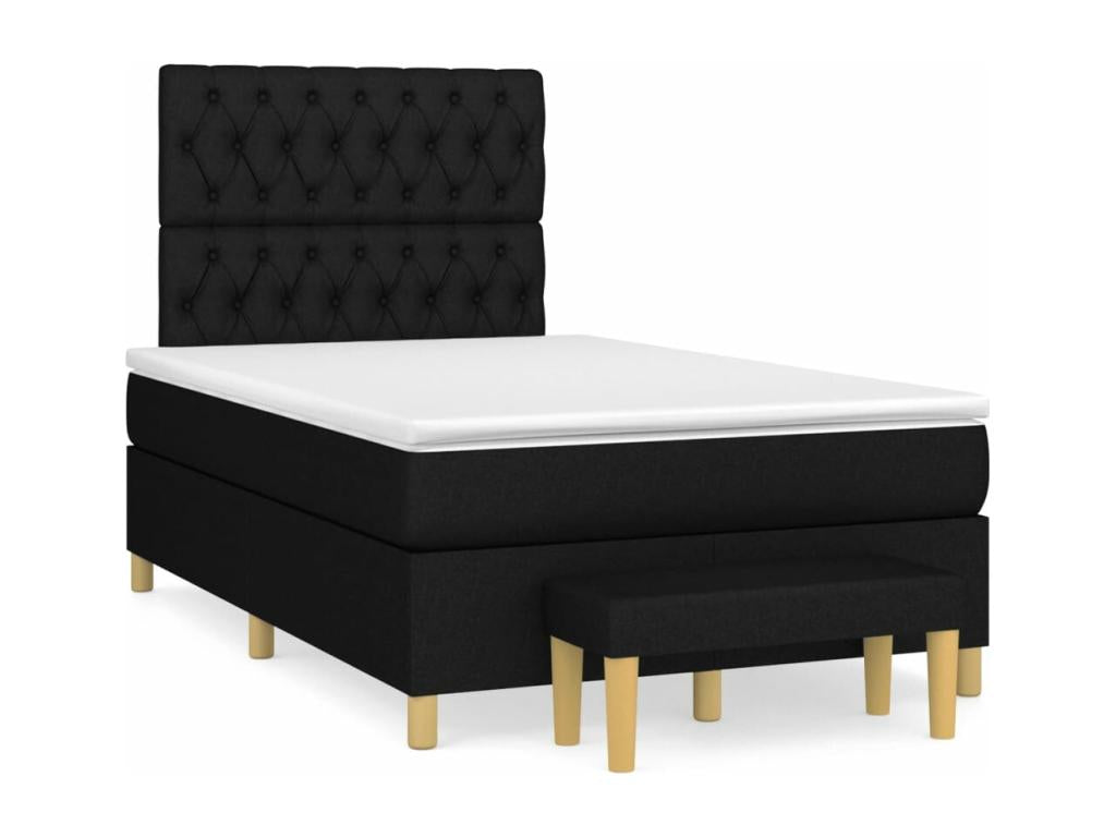 Upholstered bed base with mattress, black, 120x200 cm, fabric