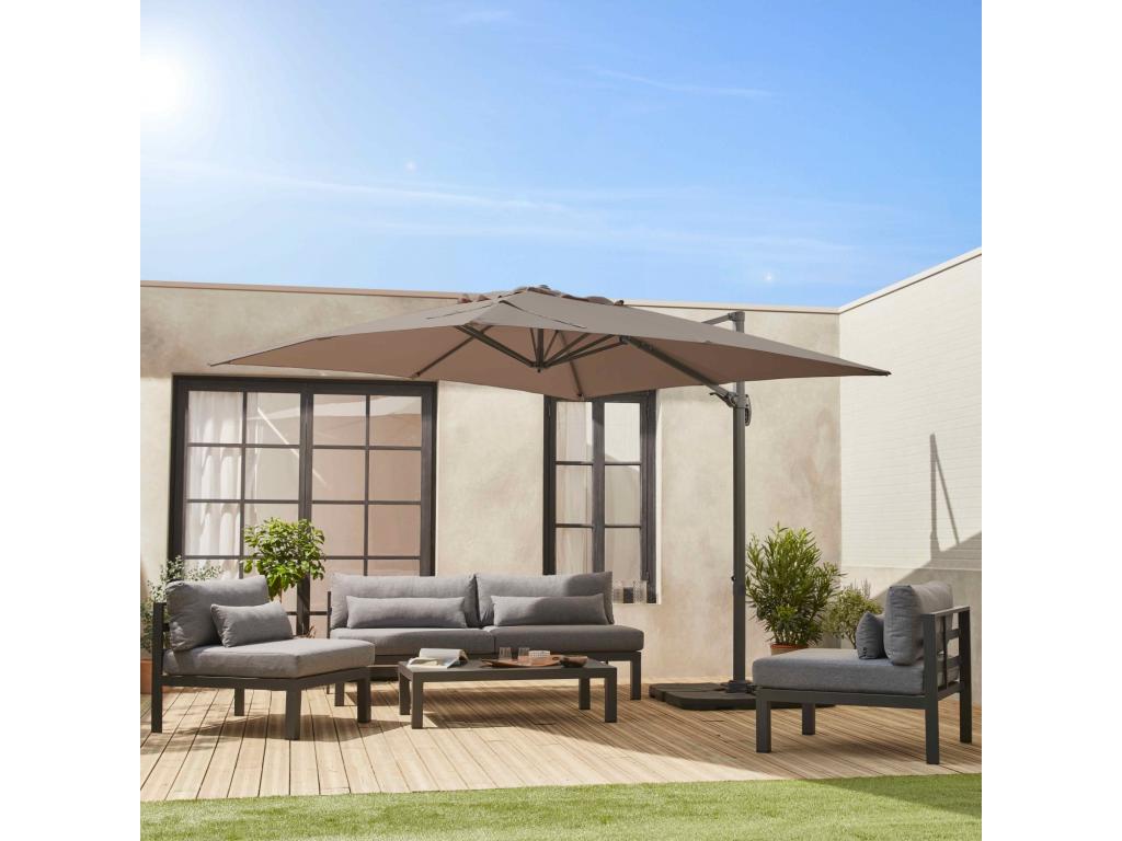 High-end 3x3m square cantilever parasol - Doucezen - Offset parasol, tiltable, foldable and 360° rotating.
