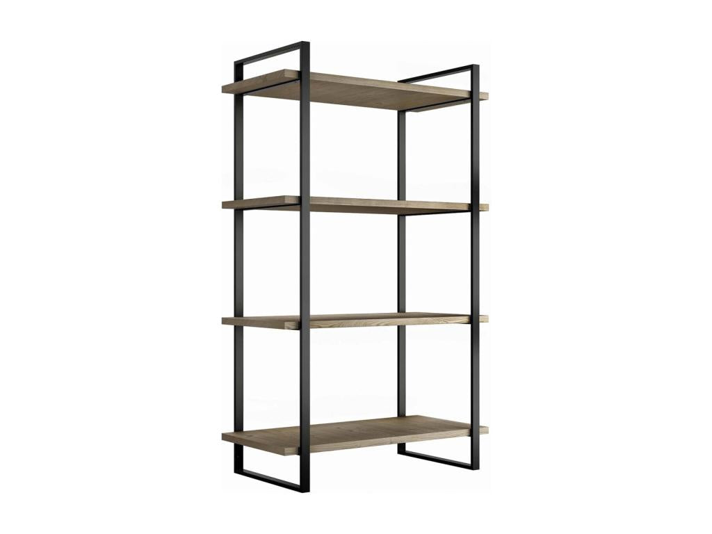 Metal frame shelving unit with Lader shelves