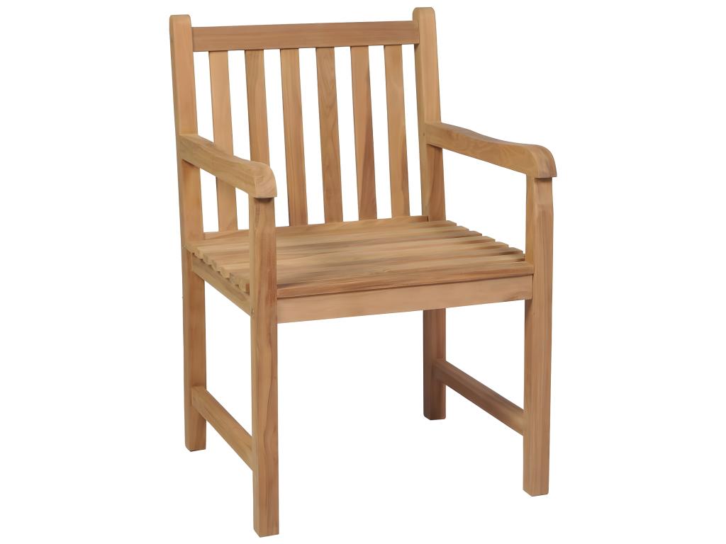 Set of 4 garden chairs with bright green cushions, teak wood