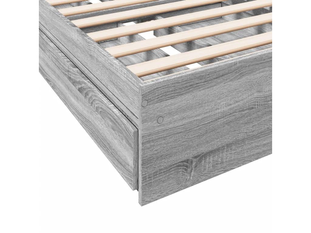 Bed frame with drawers without mattress Doucezen grey 100x200 cm