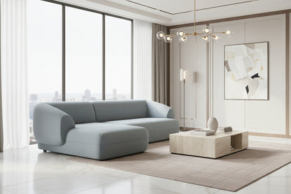 Doucezen Modular Left-Hand Facing 3-Seater Corner Sofa in Velvet - Light Blue