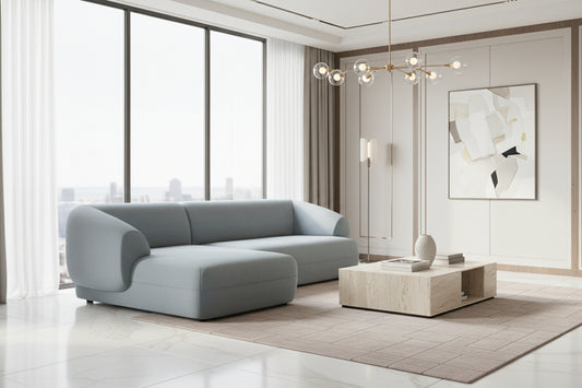 Doucezen Modular Left-Hand Facing 3-Seater Corner Sofa in Velvet - Light Blue