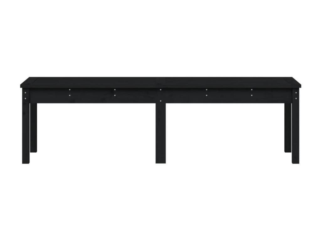 Black 2-seater garden bench, 159.5x44x45cm, solid pine wood