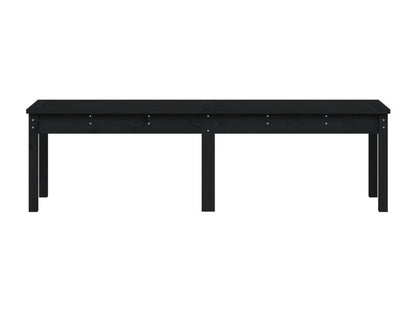 Black 2-seater garden bench, 159.5x44x45cm, solid pine wood