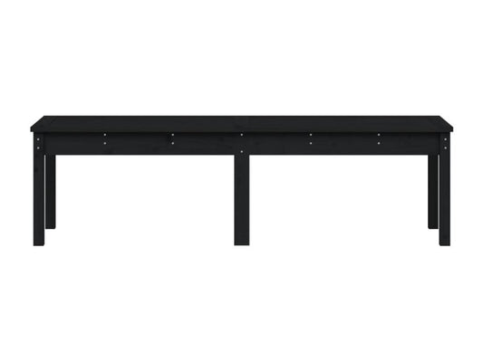 Black 2-seater garden bench, 159.5x44x45cm, solid pine wood