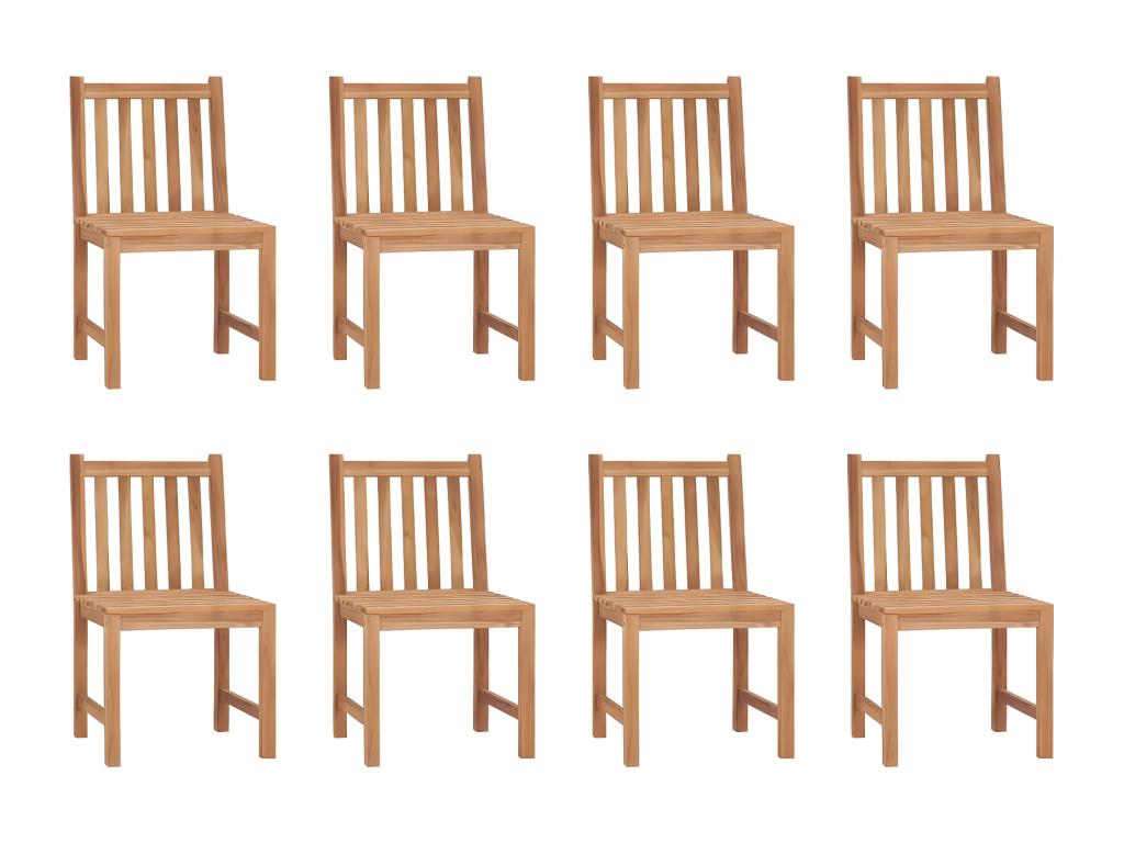 8-piece garden chair set with cushions, solid teak wood