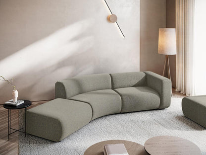 Modular 4-seater sofa, left-hand facing, in textured fabric - dark beige - Doucezen