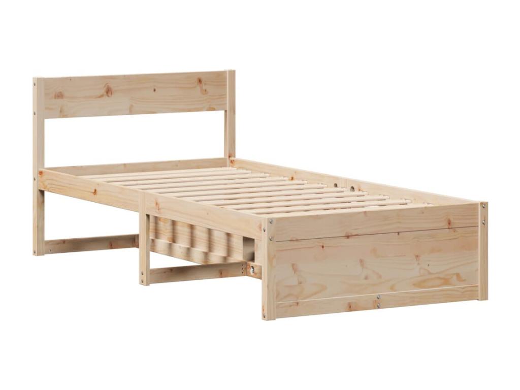 Bed frame without mattress 75x190 cm solid pine wood