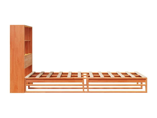 Bookshelf bed without mattress, brown wax finish, 75x190 cm, solid wood