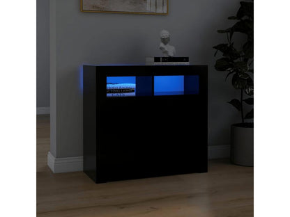 Buffet with LED lighting, black, 80x35x75 cm