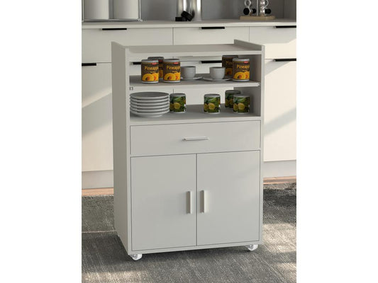 Doucezen Wooden Kitchen Trolley Serving Cart Rolling Shelf Doucezen Kiola Drawer White