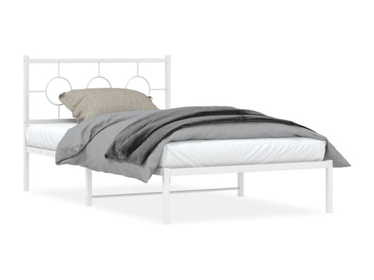 Metal bed frame with headboard and footboard, white, 107x203