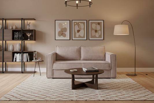 3-seater express convertible sofa in pink corduroy - Homzora bed, 140 cm wide - 18 cm Homzora mattress