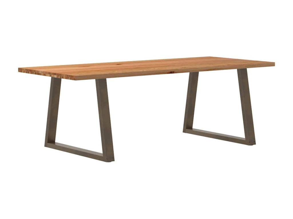 Rectangular light brown solid oak wood dining table