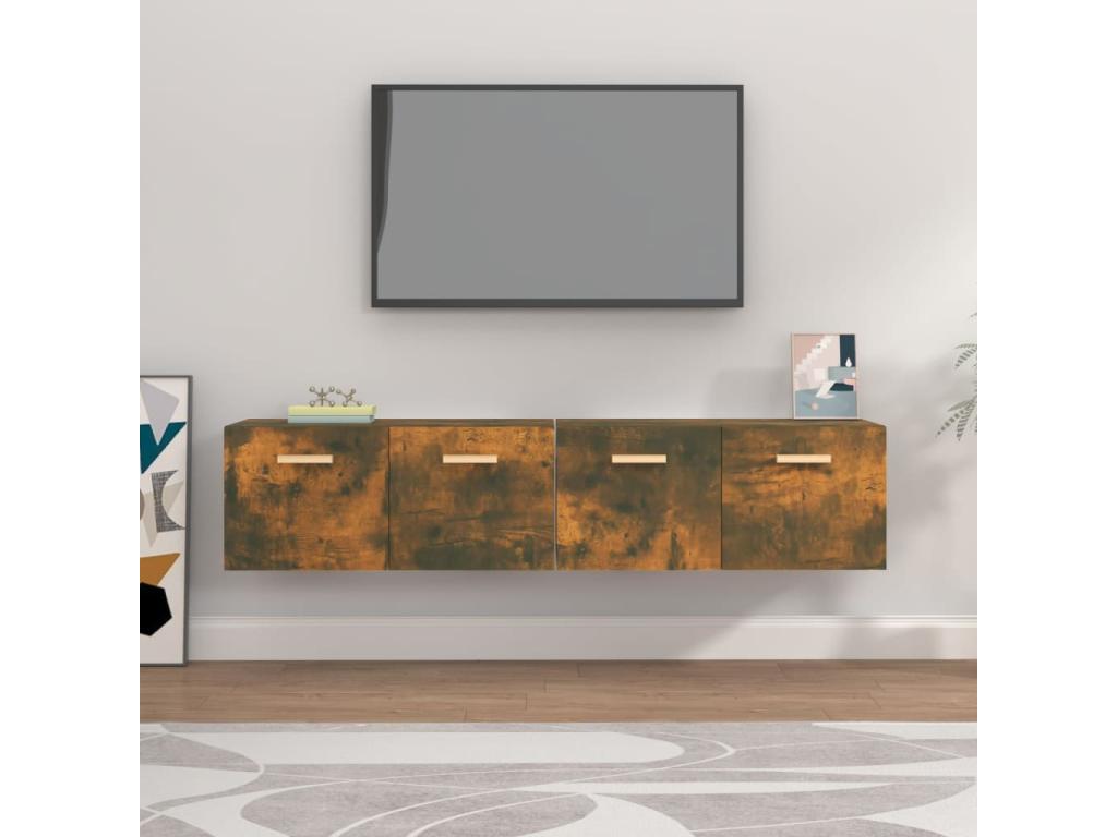 2-piece wall cabinets, smoked oak, 80x35x36.5cm, engineered wood