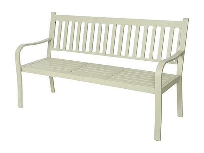Doucezen 152cm Beige Aluminium Garden Bench with Lift-Up Side Table