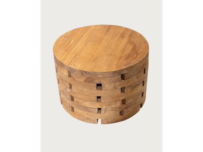 Homzora - Round coffee table in solid teak wood