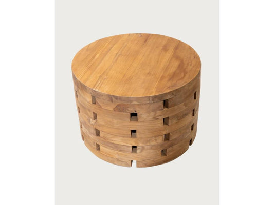 Homzora - Round coffee table in solid teak wood