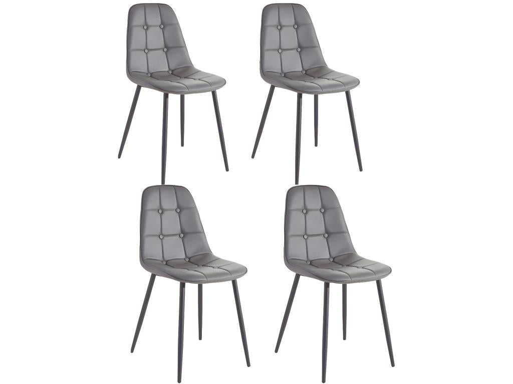 Homzora - Set of 4 Gray PU Upholstered Dining Chairs