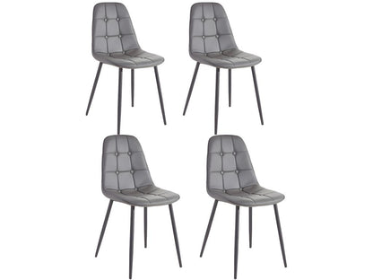 Homzora - Set of 4 Gray PU Upholstered Dining Chairs