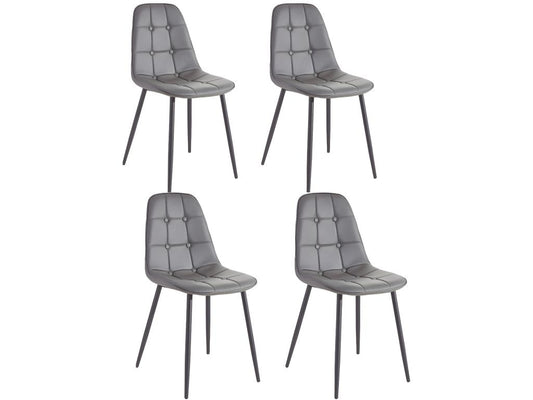 Homzora - Set of 4 Gray PU Upholstered Dining Chairs