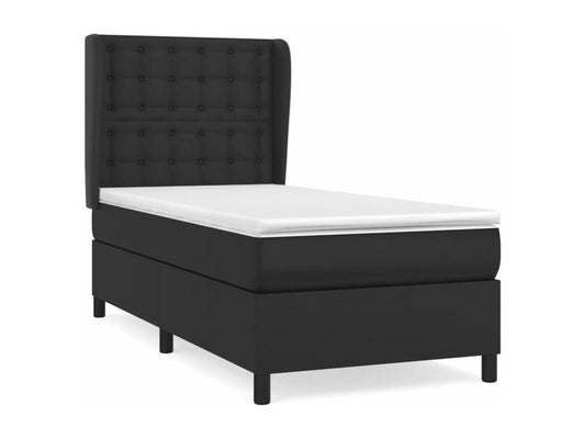 Doucezen bed base with black 100x200 cm faux leather mattress