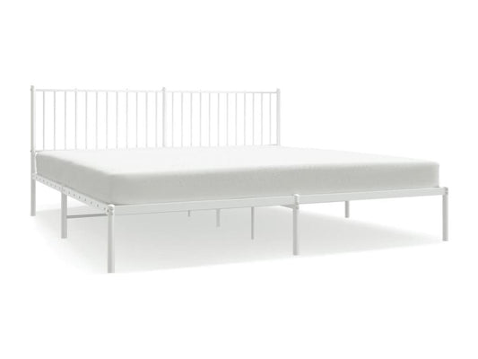 Metal bed frame with white headboard 193x203