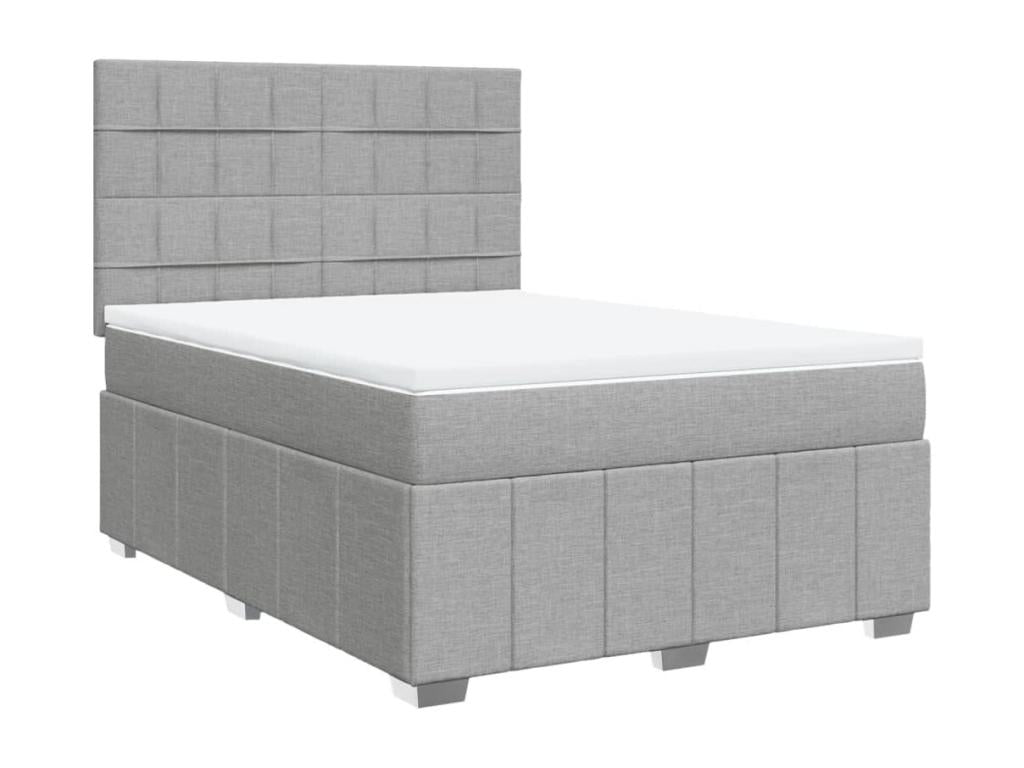 Homzora bed base with light grey mattress 160x200cm fabric