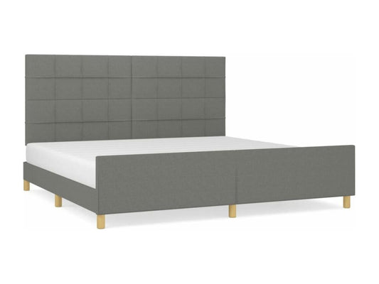 Dark grey bed frame without mattress, 200x200 cm, fabric