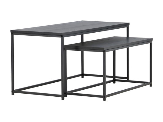 Staal - Set of 2 nesting coffee tables in wood and metal - Black